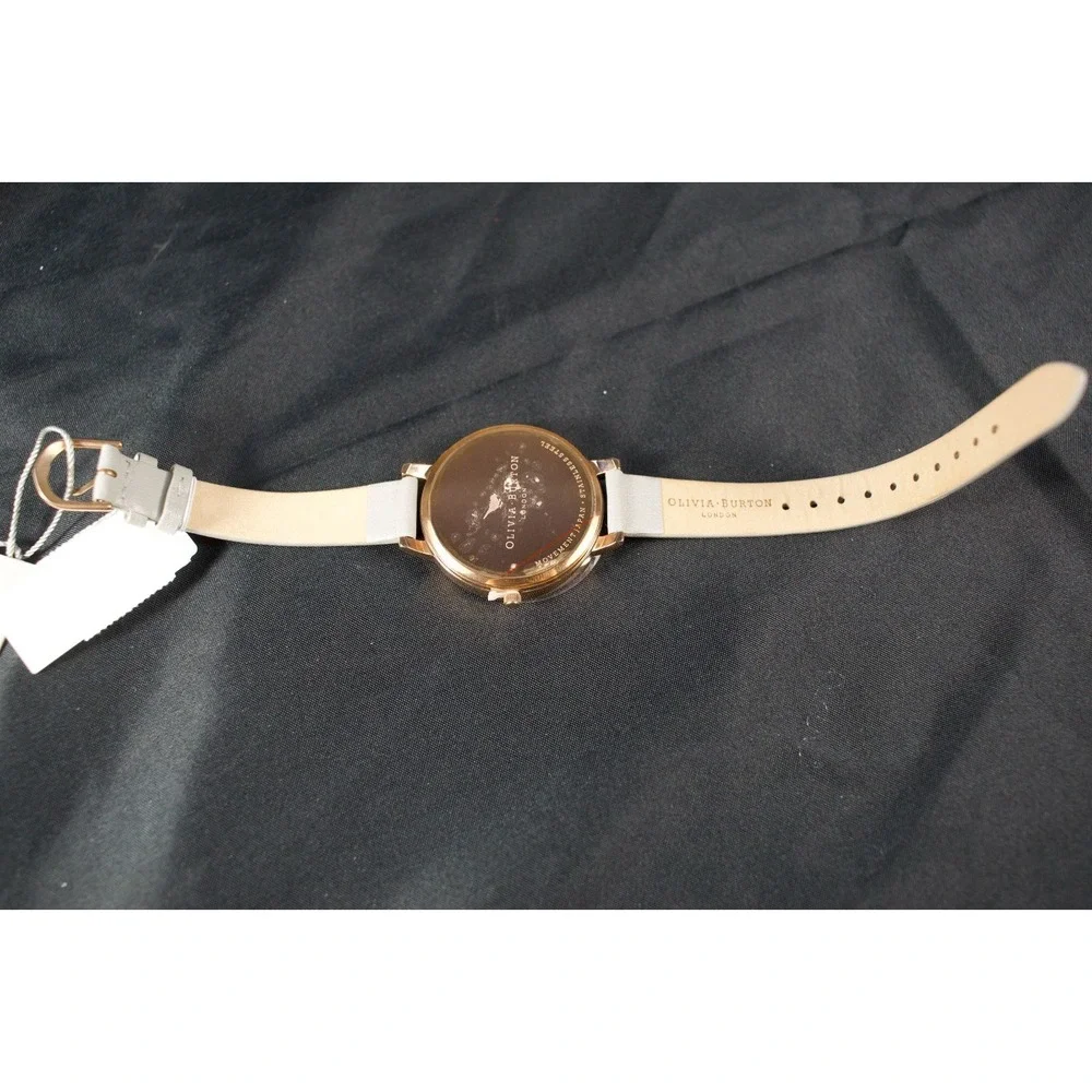 Olivia Burton OB15BDW02 Big Dial Watch Womens Rose Gold Grey Leather Unworn Box